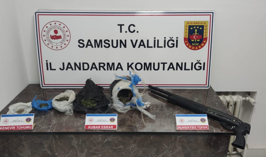 SAMSUN'DA JANDARMA TARAFINDAN DÜZENLENEN  OPERASYONUNDA BİR EVDE ESRAR VE