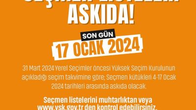 31 MART 2024 PAZAR GÜNÜ YAPILACAK OLAN MAHALLİ İDARELER SEÇİMLERİ