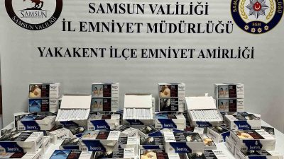 SAMSUN'DA POLİS EKİPLERİNCE ŞÜPHELİ BİR ARAÇ ÜZERİNDE YAPILAN ARAMADA KAÇAK