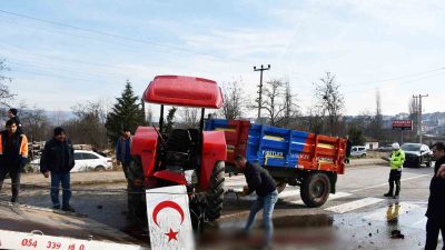 SAMSUN’UN VEZİRKÖPRÜ İLÇESİNDE TRAKTÖRLE HAFRİYAT KAMYONUNUN KARIŞTIĞI KAZADA 1 KİŞİ