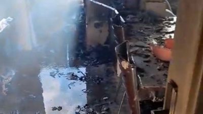 Giresun’un Alucra ilçesinde bir binada çıkan yangında bir daire kullanılmaz