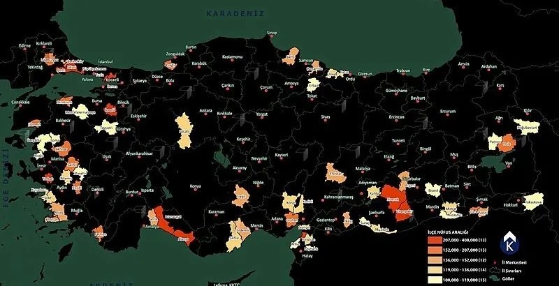 Türkiye'de İl Olma Potansiyeline Sahip İlçeler Açıklandı! 