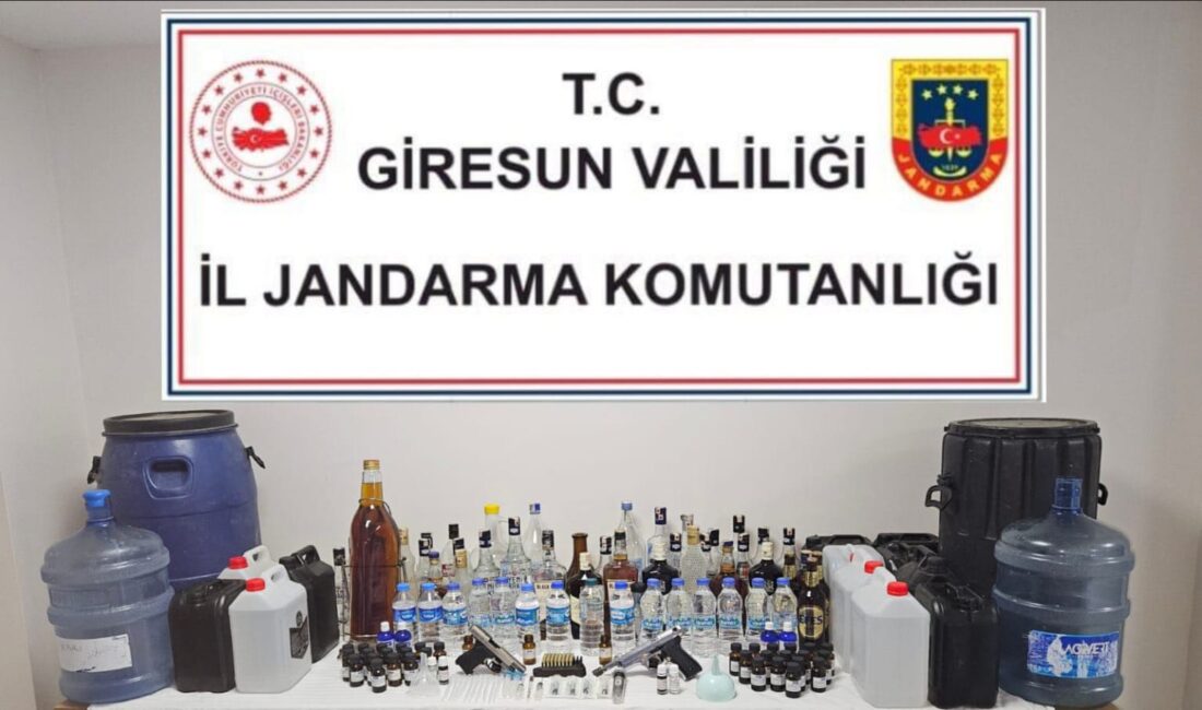 Jandarma ekiplerinden kaçak içki ve silah operasyonu Giresun’un Dereli ilçesinde
