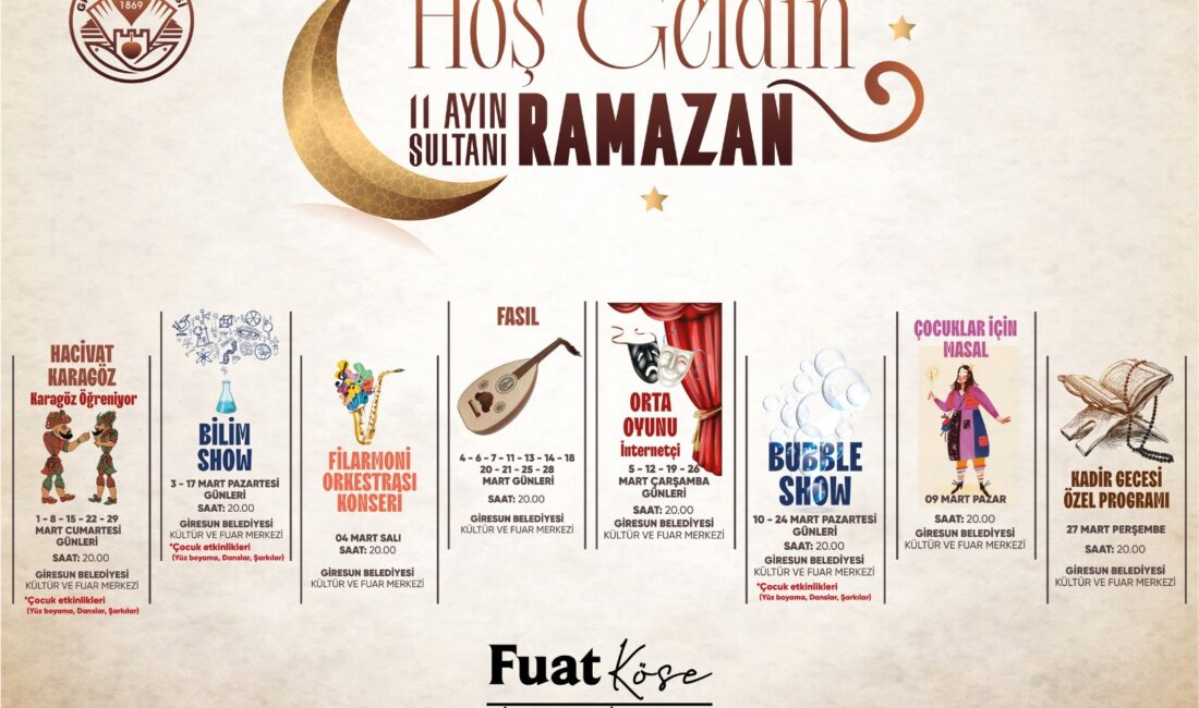 Giresun’da Ramazan Coşkusu: Her Gün Farklı Bir Etkinlik Giresun Belediyesi, Ramazan ayının manevi atmosferini yaşatmak ve vatandaşlara keyifli