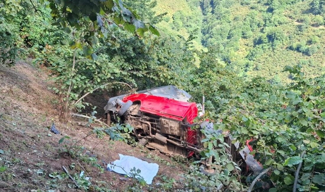 FINDIK BAHÇESİNE DEVRİLDİ Giresun’un Tirebolu ilçesinde meydana gelen trafik kazasında