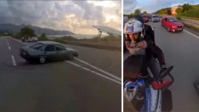 Giresun'un Tirebolu ilçesinde Karadeniz Sahil Yolu'nu kapatarak tehlikeli drift yapan