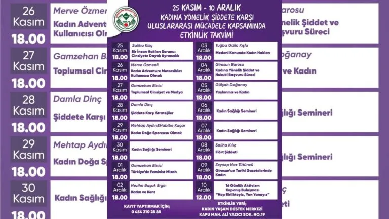 Giresun Belediyesi, kadına yönelik şiddetle mücadele kapsamında 16 günlük bir