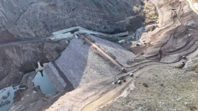 Devlet Su İşleri (DSİ) tarafından Giresun'da yapımı süren Alucra Barajı,