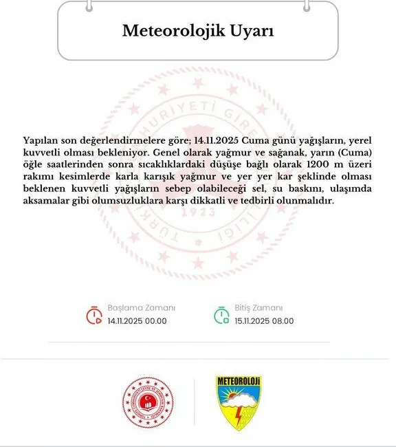 Meteoroloji Genel Müdürlüğü, Giresun için 32 saat sürecek kuvvetli yağış