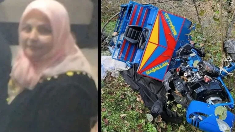 Ordu'nun Fatsa ilçesinde fındık bahçesine giden bir tarım aracı (patpat)