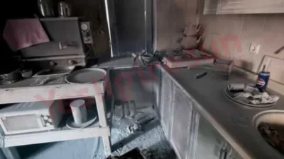 Giresun'un işlek Gazi Caddesi'nde bir kafenin mutfağında çıkan yangın, çevredeki