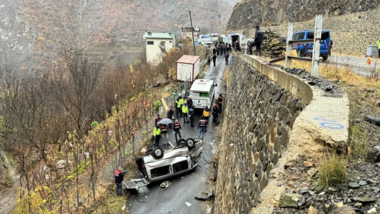 Artvin'in Ortaköy köyünde meydana gelen feci kamyonet kazasında, demir korkuluklara