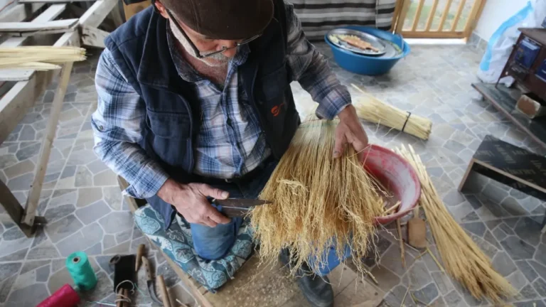 Tokat'ın Niksar ilçesindeki Gökçeoluk köyü, süpürge üretimiyle geçimini sürdürüyor. Talebin