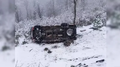 Ordu'nun Gölköy ilçesinde meydana gelen trafik kazasında bir kamyonet şarampole