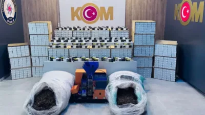 Eve yapılan baskında 130 kilo kaçak tütün ele geçirildi