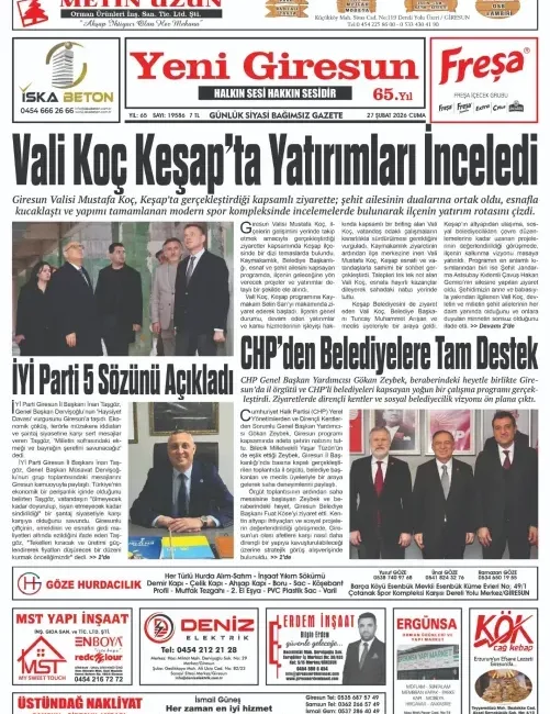 27 Şubat 2026 Tarihli Gazete