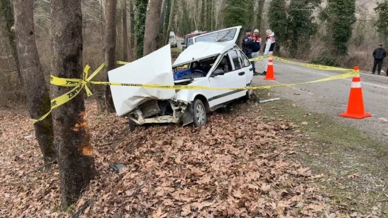Ağaca çarpan otomobildeki yaşlı adam öldü Ağaca çarpan otomobildeki yaşlı adam öldü