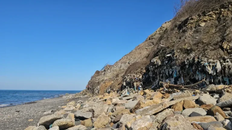 Eski çöp sahasındaki atıkların denizi kirletmesine tepki