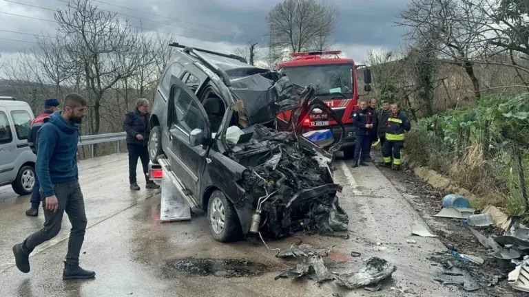 Ordu’nun Fatsa ilçesinde meydana gelen trafik kazasında kamyon ile kamyonetin