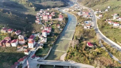 Devlet Su İşleri tarafından Giresun’un Duroğlu beldesinde yürütülen taşkın kontrol