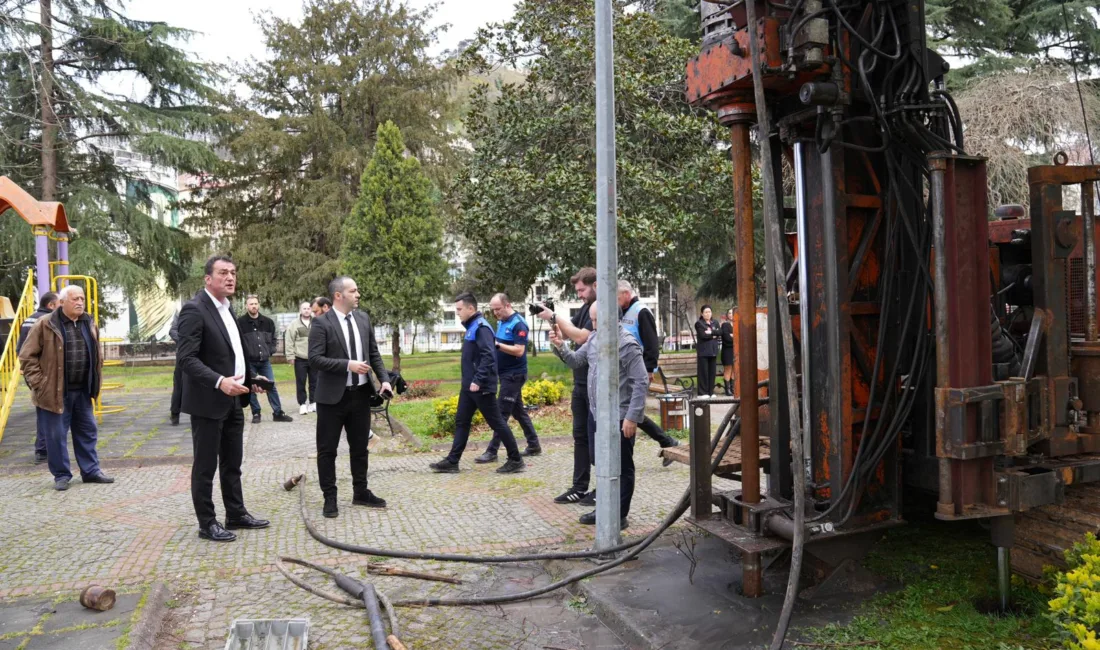Giresun Taşbaşı Parkı’nda belediyeden izinsiz olarak  başlatılan sondaj çalışması Giresun