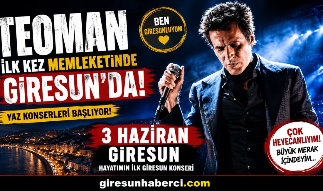 Teoman Giresun Konseriyle İlk Kez Memleketinde Sahne Alacak Teoman Giresun konseri için gün sayarken, ünlü sanatçı 3 Haziran’da