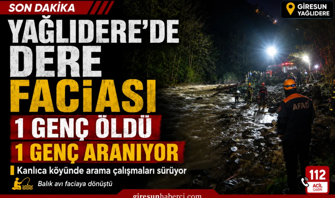 Giresun’un Yağlıdere ilçesinde balık avlamak için dere kenarına giden iki