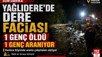 Giresun’un Yağlıdere ilçesinde balık avlamak için dere kenarına giden iki