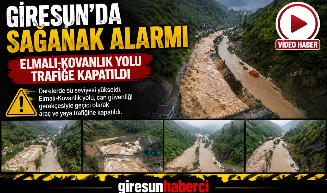 Giresun’da etkili olan şiddetli yağış nedeniyle derelerde su seviyesi yükseldi.