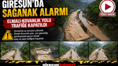 Giresun’da etkili olan şiddetli yağış nedeniyle derelerde su seviyesi yükseldi.
