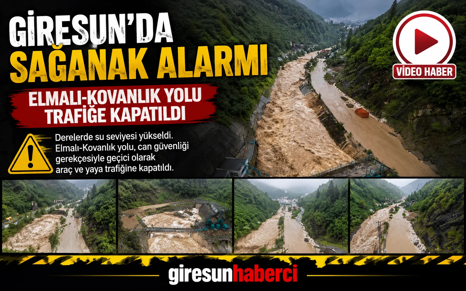 Giresun’da etkili olan şiddetli yağış nedeniyle derelerde su seviyesi yükseldi.