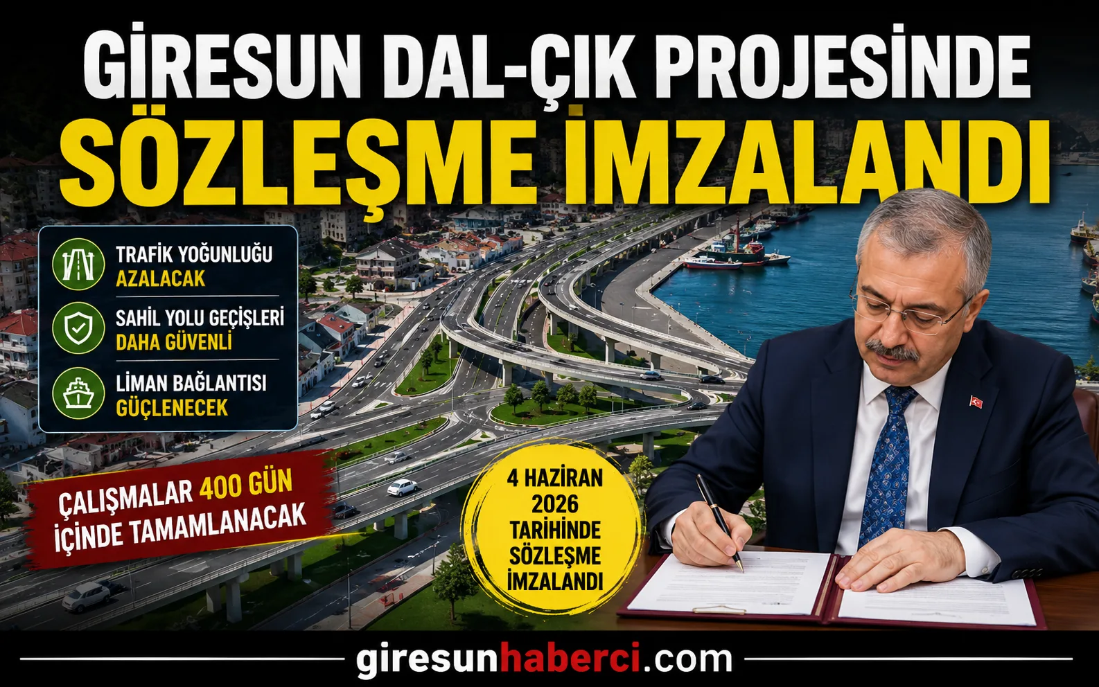 Giresun şehir içi trafiğini rahatlatması beklenen Dal-Çık Projesi’nde kritik aşama
